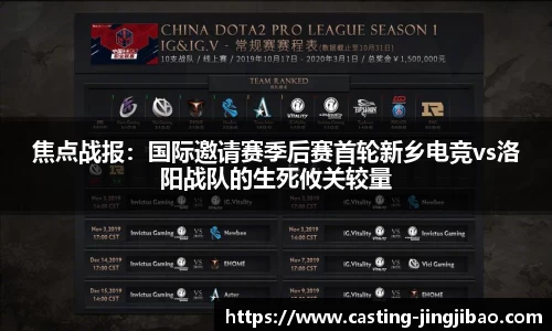 焦点战报：国际邀请赛季后赛首轮新乡电竞vs洛阳战队的生死攸关较量